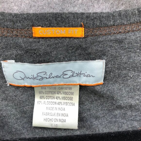 Quiksilver Editions Long Sleeve T Shirt Mens L Gray Crewneck Thermal - Picture 9 of 11